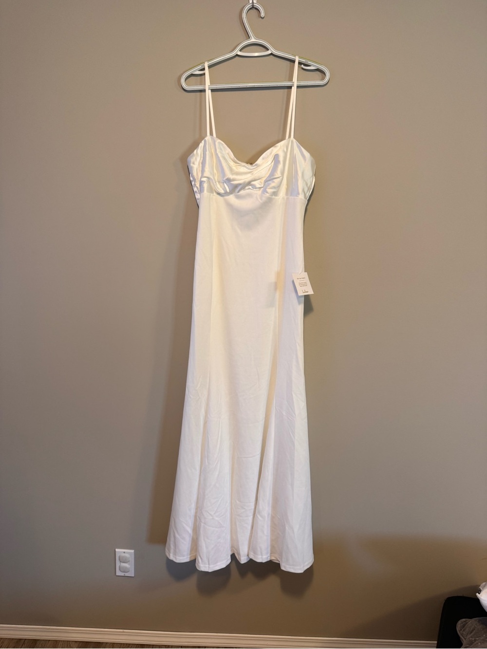 Lulu's Ivory Satin Cowl Neck Slip Dress